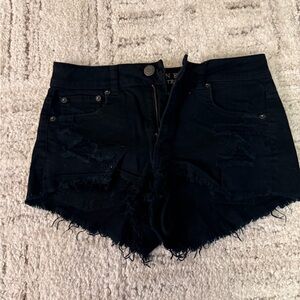 American Eagle High Rise Festival Black Denim Shorts